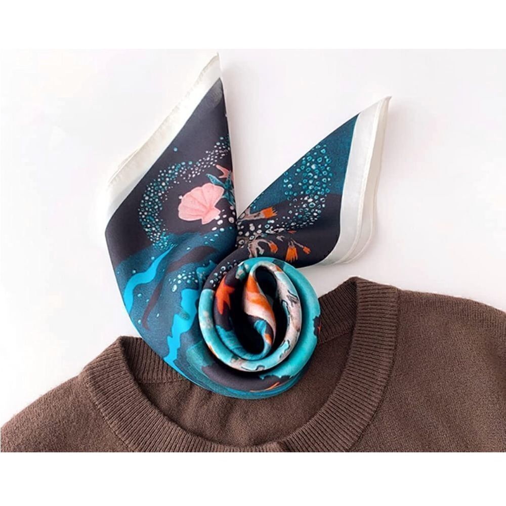 Blue Ocean Mulberry Silk Neck Scarf